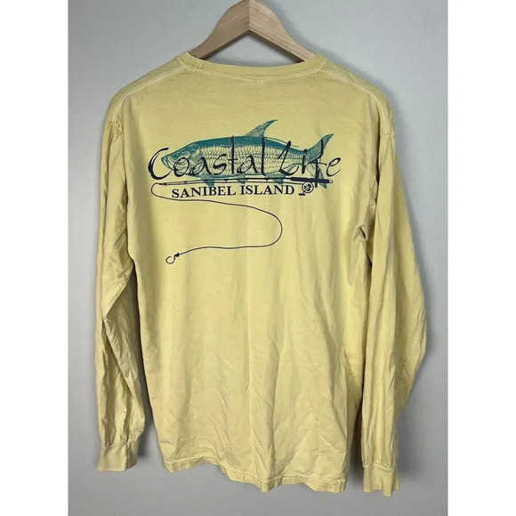 Comfort Colors Sanibel Island Coastal Life Yellow Long Sleeve Size Medium Cotton - Picture 2 of 5